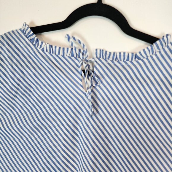 Talbots Sea Breeze Ruffle Neck Shell Blue White Nautical Stripe Tank Top sz XL - Picture 5 of 12